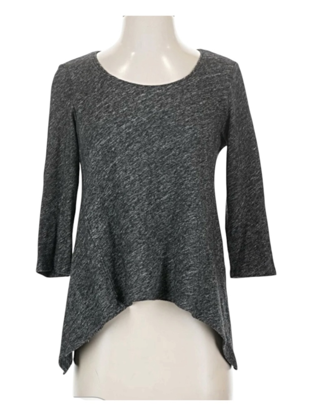 Eileen Fisher Large Organic Cotton Wool Bias Twist Tunic Sweater Gray Lagenlook